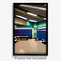 Pixel Art Poster - Tidy Locker Room (8 Bit Psychedelic Trippy Video Game Print)