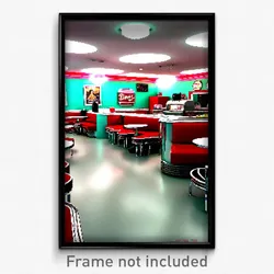 Pixel Art Poster - Curvy 50'S Diner (8 Bit Psychedelic Trippy Video Game Print)