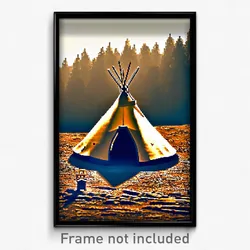 Pixel Art Poster - Rural Tepee (8 Bit Psychedelic Trippy Weird Video Game Print)