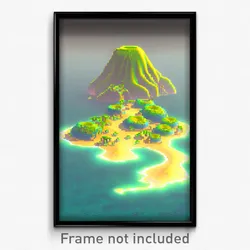Pixel Art Poster - Mushy Atoll (8 Bit Psychedelic Trippy Weird Video Game Print)