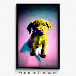 Pixel Art Poster - Muted Puppy (8 Bit Psychedelic Trippy Weird Video Game Print)