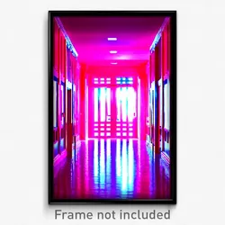 Pixel Art Poster - Pink Hallway (8 Bit Psychedelic Trippy Video Game Print)