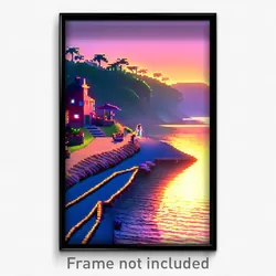 Pixel Art Poster - Homely Shore (8 Bit Psychedelic Trippy Video Game Print)