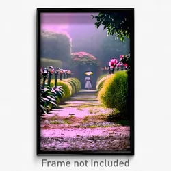 Pixel Art Poster - Dreary Garden (8 Bit Psychedelic Trippy Video Game Print)