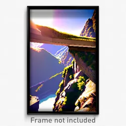 Pixel Art Poster - Mountainous Overhang (8 Bit Psychedelic Video Game Print)