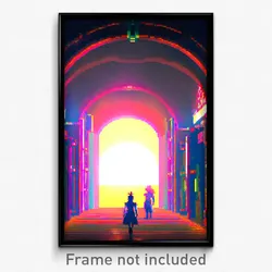 Pixel Art Poster - Crowded Portal (8 Bit Psychedelic Trippy Video Game Print)