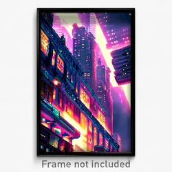 Pixel Art Poster - Complicated Metropolis (8 Bit Psychedelic Video Game Print)