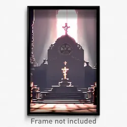 Pixel Art Poster - Familiar Ossuary (8 Bit Psychedelic Trippy Video Game Print)