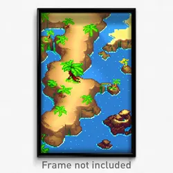 Pixel Art Poster - Puzzling Exotic Island (8 Bit Psychedelic Video Game Print)