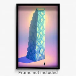Pixel Art Poster - Light Blue Megalith (8 Bit Psychedelic Video Game Print)