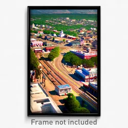 Pixel Art Poster - Enormous American Town (8 Bit Psychedelic Video Game Print)