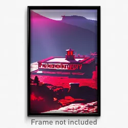 Pixel Art Poster - Red Promontory (8 Bit Psychedelic Trippy Video Game Print)