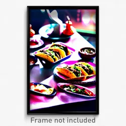 Pixel Art Poster - Tremendous Tacos (8 Bit Psychedelic Trippy Video Game Print)