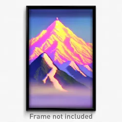 Pixel Art Poster - Grand Mountain (8 Bit Psychedelic Trippy Video Game Print)