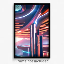 Pixel Art Poster - Memorable Futuristic Architecture (8 Bit Video Game Print)