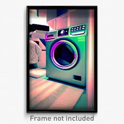 Pixel Art Poster - Plush Washing Machine (8 Bit Psychedelic Video Game Print)