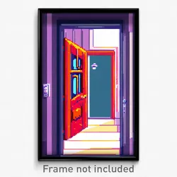 Pixel Art Poster - Accomplished Door (8 Bit Psychedelic Trippy Video Game Print)