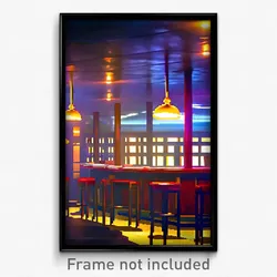 Pixel Art Poster - Gloomy Bar (8 Bit Psychedelic Trippy Weird Video Game Print)