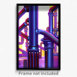 Pixel Art Poster - Crazy Pipes (8 Bit Psychedelic Trippy Weird Video Game Print)