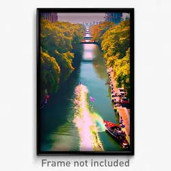 Pixel Art Poster - Flamboyant Waterway (8 Bit Psychedelic Video Game Print)