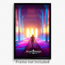 Pixel Art Poster - Secret Dreamscape (8 Bit Psychedelic Trippy Video Game Print)