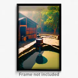 Pixel Art Poster - Conventional Watering Hole (8 Bit Video Game Print)