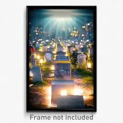Pixel Art Poster - Upbeat Cemetery (8 Bit Psychedelic Trippy Video Game Print)