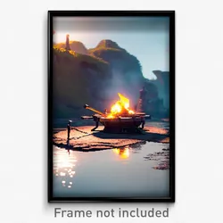 Pixel Art Poster - Calm Forge (8 Bit Psychedelic Trippy Weird Video Game Print)