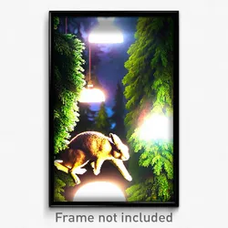 Pixel Art Poster - Evergreen Rabbit (8 Bit Psychedelic Trippy Video Game Print)
