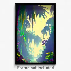 Pixel Art Poster - Wiry Jungle (8 Bit Psychedelic Trippy Weird Video Game Print)