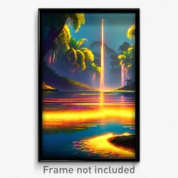 Pixel Art Poster - Flickering Bayou (8 Bit Psychedelic Trippy Video Game Print)