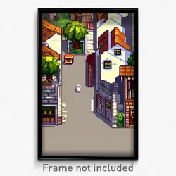 Pixel Art Poster - Elderly Town (8 Bit Psychedelic Trippy Video Game Print)