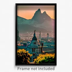 Pixel Art Poster - Mountainous London (8 Bit Psychedelic Video Game Print)