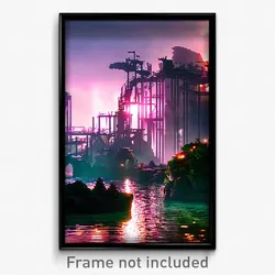Pixel Art Poster - Steel Lagoon (8 Bit Psychedelic Trippy Video Game Print)