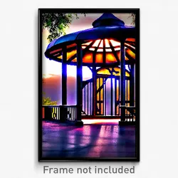 Pixel Art Poster - Dramatic Gazebo (8 Bit Psychedelic Trippy Video Game Print)