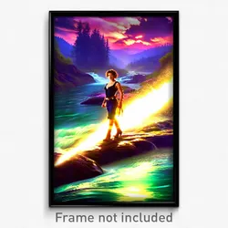 Pixel Art Poster - Flashy River (8 Bit Psychedelic Trippy Video Game Print)