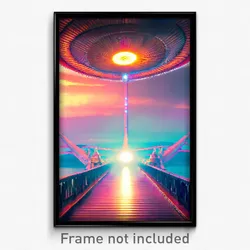 Pixel Art Poster - Exotic Landing (8 Bit Psychedelic Trippy Video Game Print)