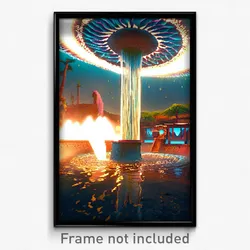 Pixel Art Poster - Heavenly Watering Hole (8 Bit Psychedelic Video Game Print)