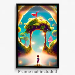 Pixel Art Poster - Whimsical Earth (8 Bit Psychedelic Trippy Video Game Print)