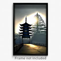 Pixel Art Poster - Dreary Pagoda (8 Bit Psychedelic Trippy Video Game Print)