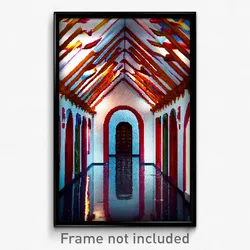 Pixel Art Poster - Angelic Mexican Architecture (8 Bit Video Game Print)