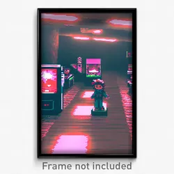 Pixel Art Poster - Creepy Video Game (8 Bit Psychedelic Trippy Video Game Print)