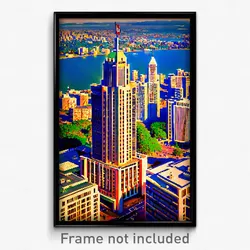 Pixel Art Poster - Bountiful Canadian City (8 Bit Psychedelic Video Game Print)