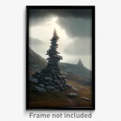 Pixel Art Poster - Gloomy Cairn (8 Bit Psychedelic Trippy Video Game Print)
