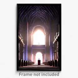 Pixel Art Poster - Cavernous Mausoleum (8 Bit Psychedelic Video Game Print)