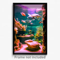 Pixel Art Poster - Enchanting Aquarium (8 Bit Psychedelic Video Game Print)