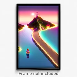 Pixel Art Poster - Cute Peninsula (8 Bit Psychedelic Trippy Video Game Print)