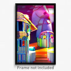 Pixel Art Poster - Plastic Cartoon Architecture (8 Bit Video Game Print)
