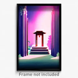Pixel Art Poster - Smooth Shrine (8 Bit Psychedelic Trippy Video Game Print)