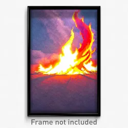 Pixel Art Poster - Thunderous Flame (8 Bit Psychedelic Trippy Video Game Print)